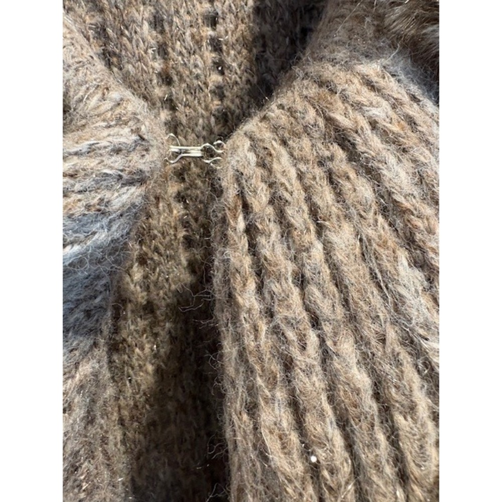 ARDEN B Womens Knit Cardigan Sweater Jacket Fur Trim Ruffle Waterfall M - Picture 7 of 9